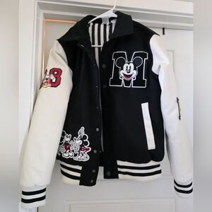 Disney Black and White Letterman Jacket